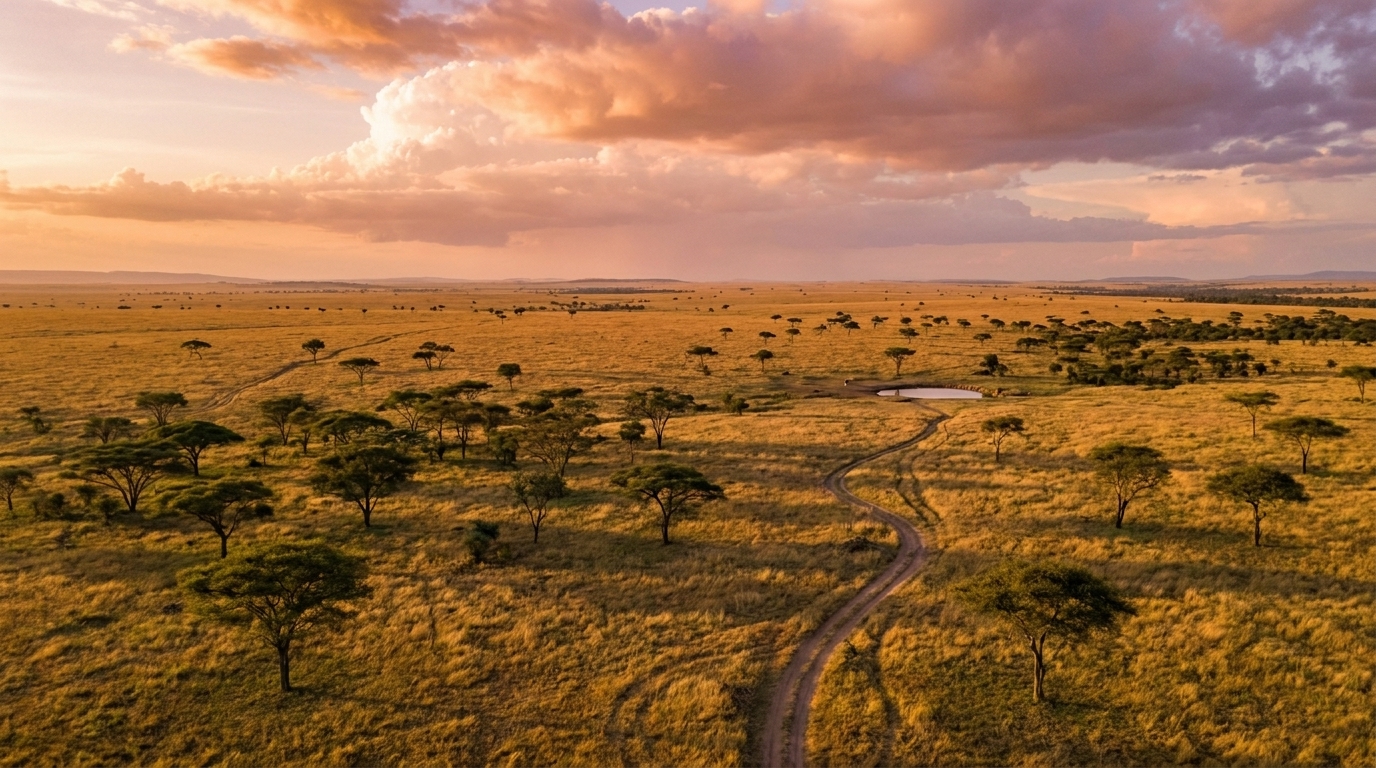 kenya-safari-savanna-landscape-rift-valley Kenya safari landscape — acacia trees and open savanna plains in the Rift Valley